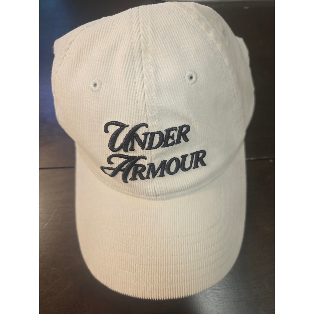 Under Armour Hat Mens Adjustable Corduroy Logo Baseball Cap Cream 7482